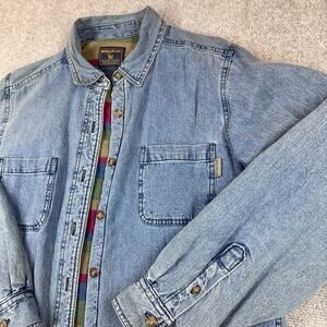 Woolrich Denim Sherpa-Lined Jacket Size Large Vintage Outdoor Style VTG Opal